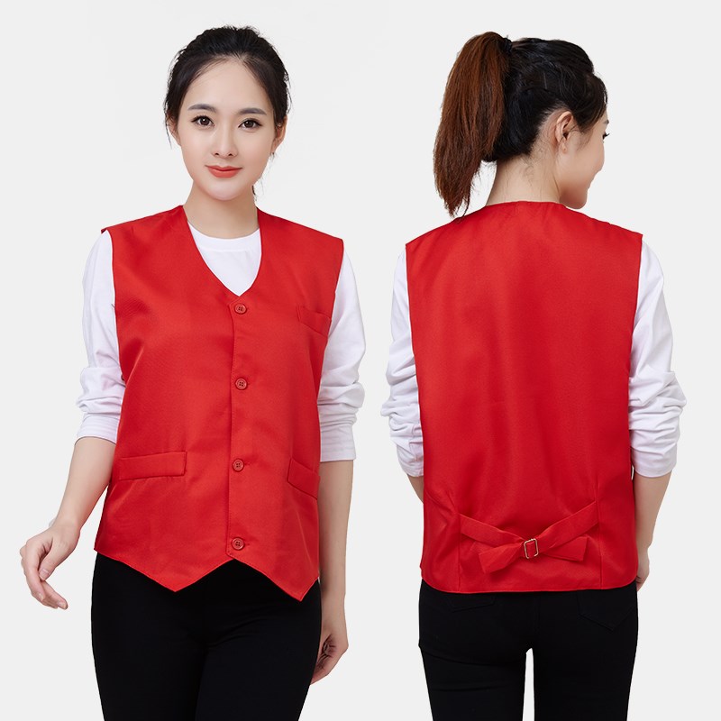 马甲定制印logo广告宣传公益义工红马夹超市卖场工作服定做印字(图11)