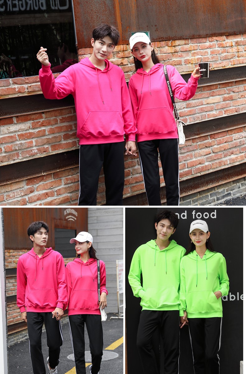 加绒带帽卫衣女工作服秋冬装定制班服团体活动衫男服务员印字diy(图7)