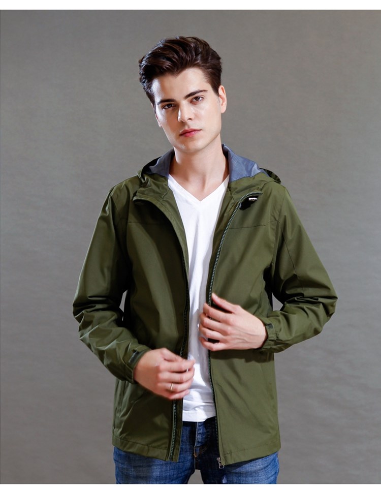 秋装男连帽风衣公司定制logo印字图片冲锋衣外套户外防风雨工作服(图18)