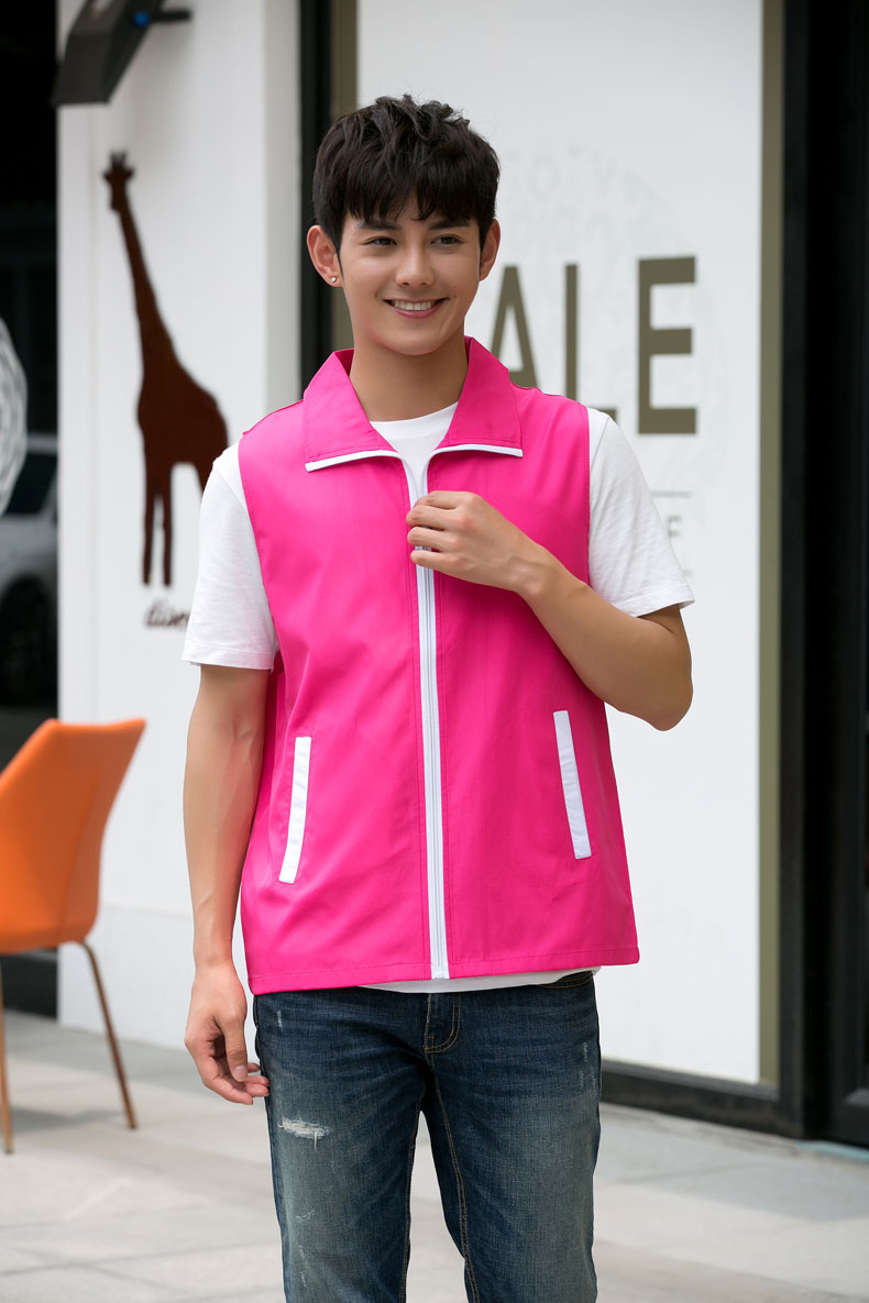 印logo定制志愿者马甲义工工作服公益活动服装v领背心纯棉红马甲(图58)