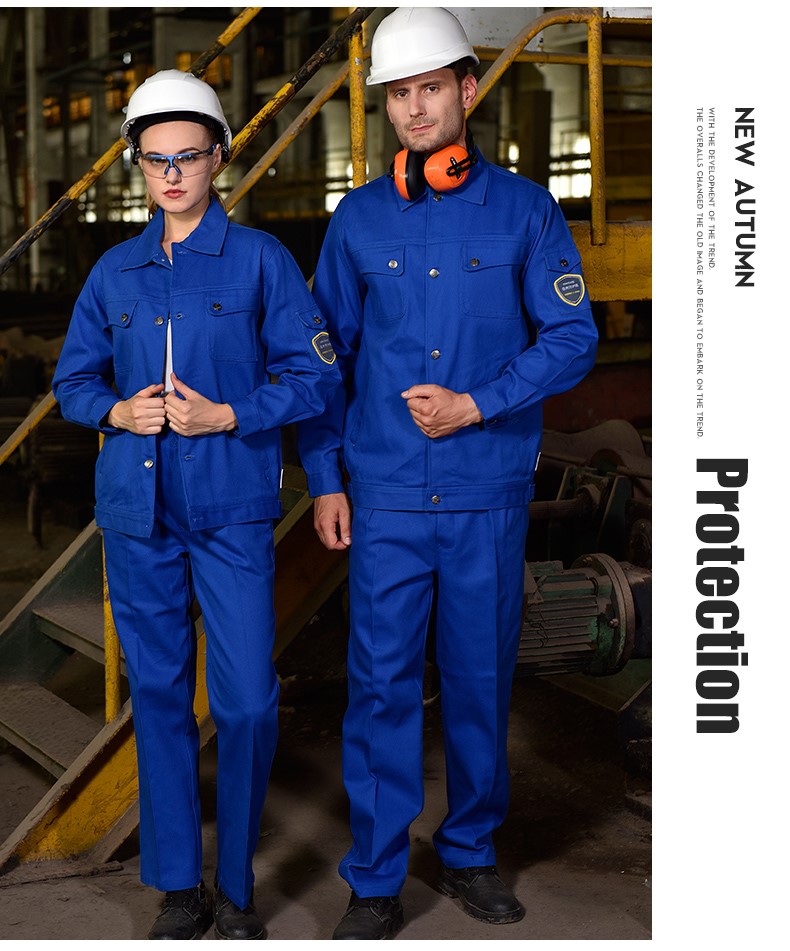春秋加厚纯棉工作服套装男石油化工加油站煤矿定制防阻燃耐磨工装(图10)