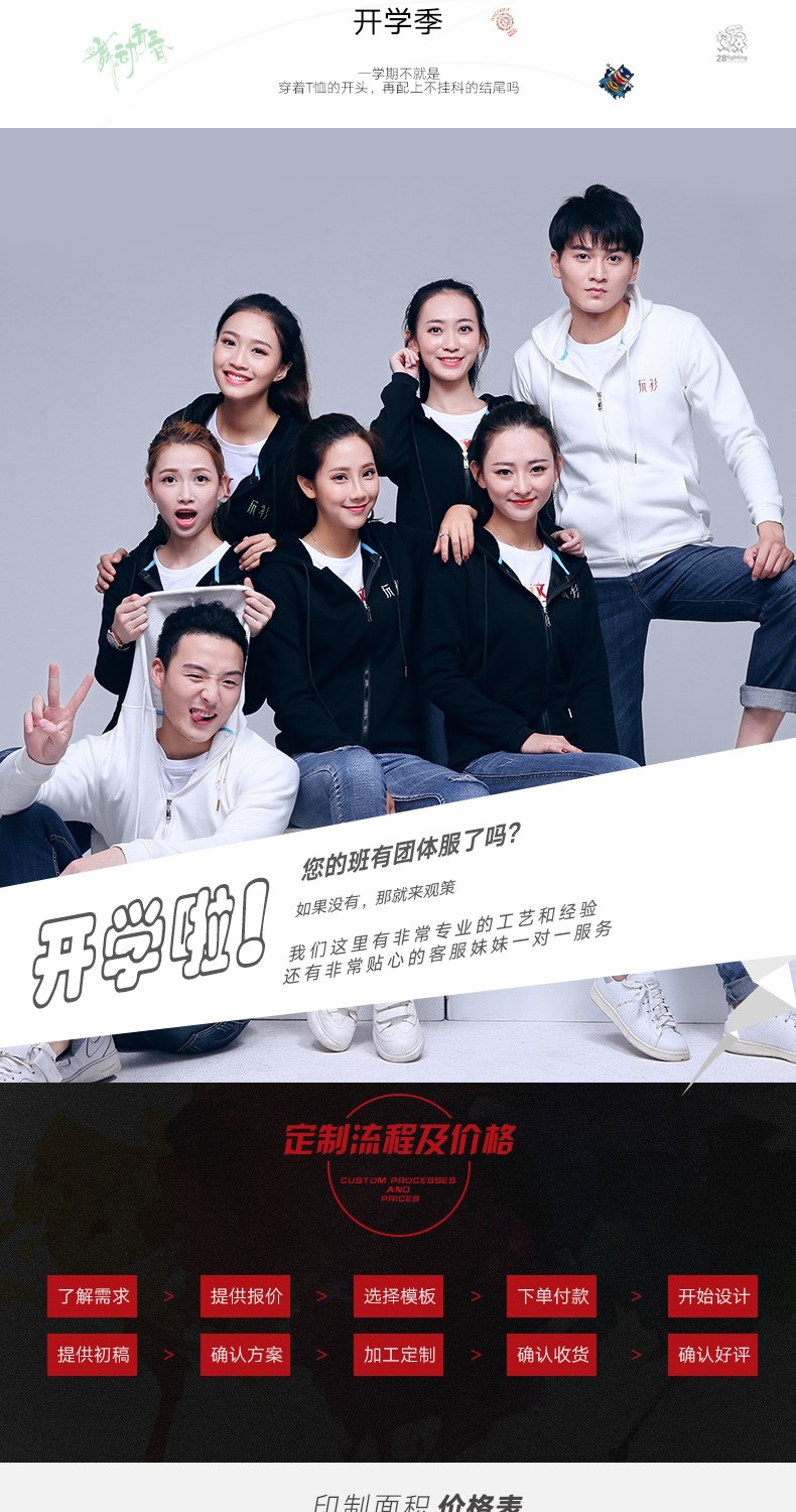 连帽拉链卫衣定制班服长袖工作服外套定做logo同学聚会团体服印字(图2)