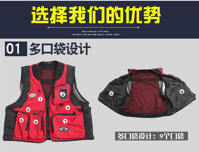 摄影马甲定制印logo钓鱼婚庆广告户外多口袋导演背心志愿者工作服(图14)