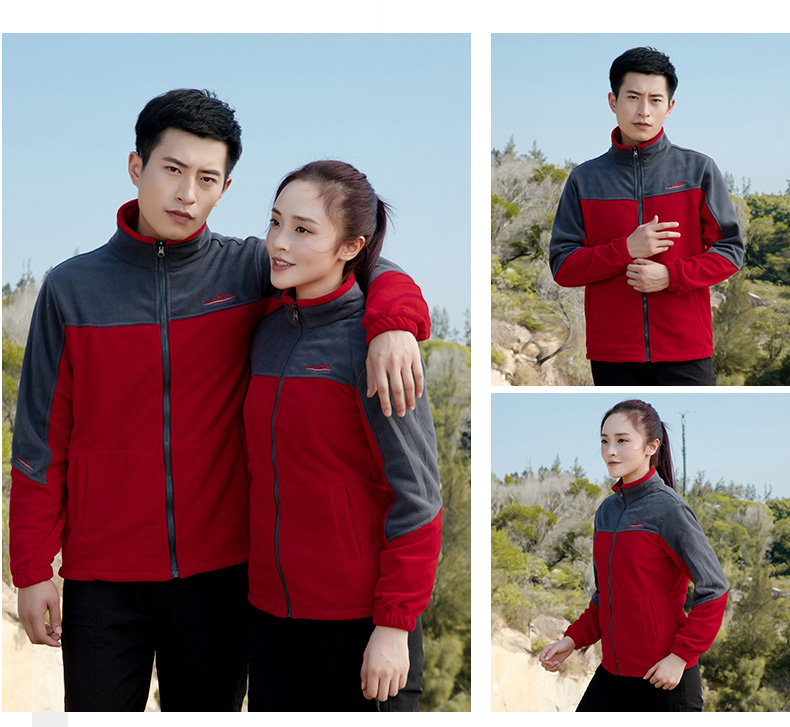 红色冲锋衣工作服定制印字logo三合一可拆卸外套防风防水登山服男(图17)