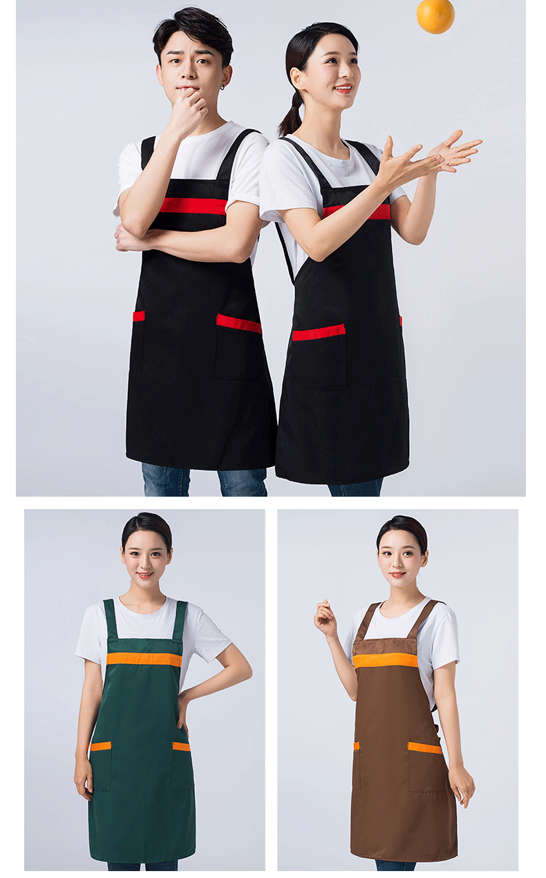 围裙定制logo印字时尚女订做家用超市奶茶店餐饮厨房工作服围腰男(图15)