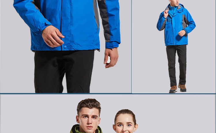 军绿色冲锋衣定制男女潮牌三合一两件套防风防水工作服刺绣印LOGO(图17)