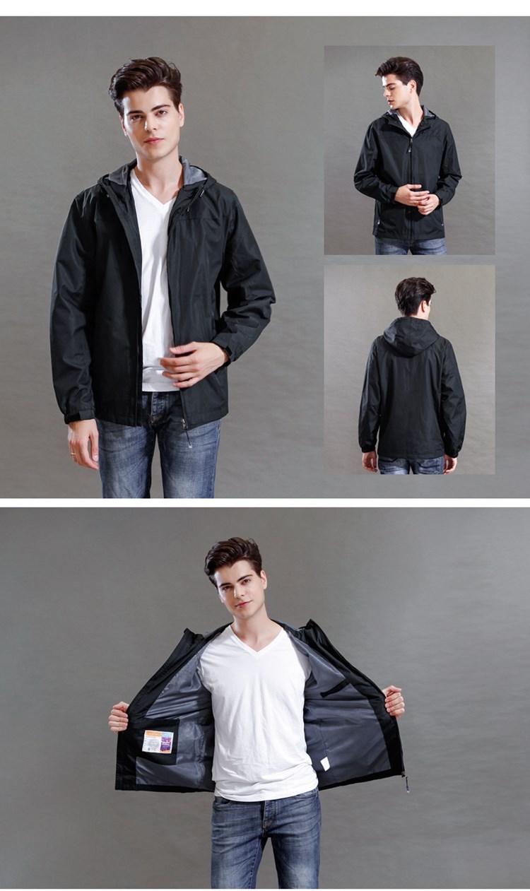 秋装男连帽风衣公司定制logo印字图片冲锋衣外套户外防风雨工作服(图21)