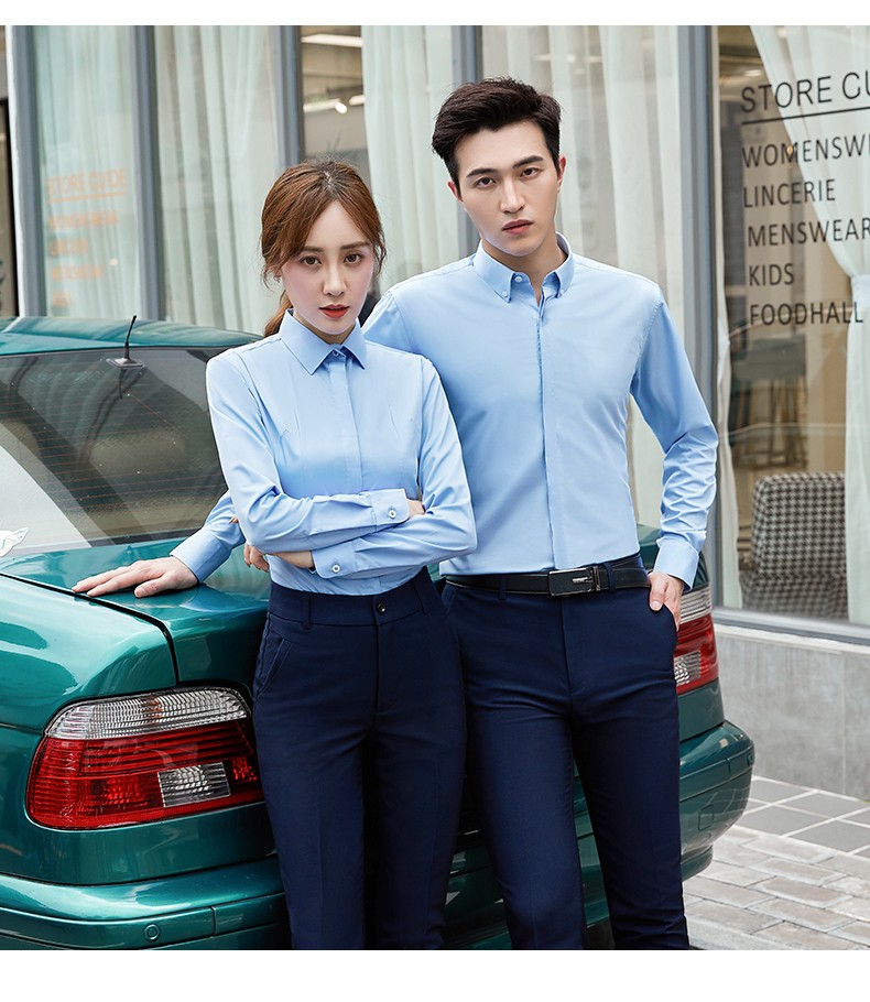 8166#免烫100%柔丝竹纤维 无口袋-暗扣-长袖衬衫(图11)