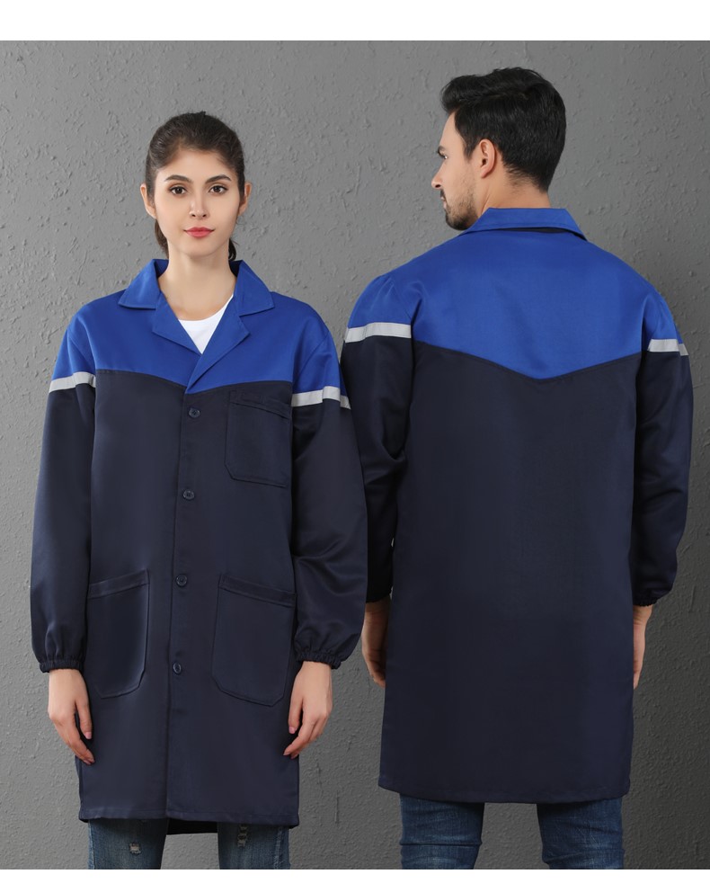定制加厚蓝大褂工作服男女长款工装耐磨防尘搬运工服罩衣劳保服(图3)