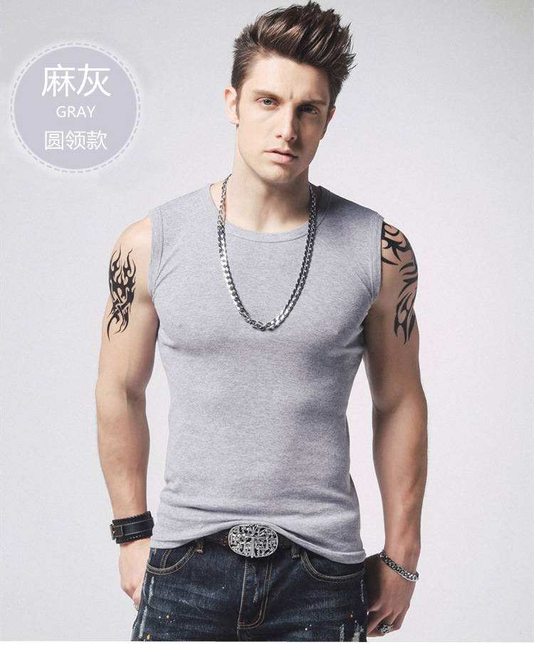 1575180148809480.jpg 男士背心无袖t恤纯棉健身运动紧身打底砍袖宽肩夏季青年修身型(图17)