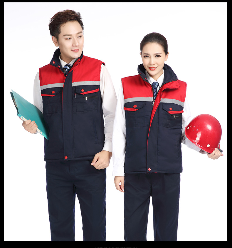 冬季建筑工地工人工厂仓储反光条背心男女环卫工程保暖棉马甲(图25)