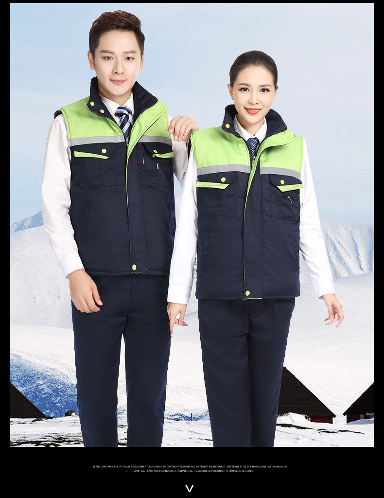 冬季建筑工地工人工厂仓储反光条背心男女环卫工程保暖棉马甲(图21)