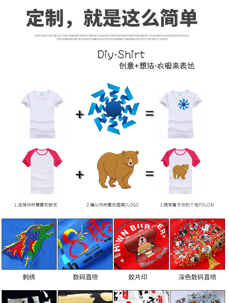 定制短袖t恤莱卡diy班服广告衫文化衫工作服团体服印制logo(图1)