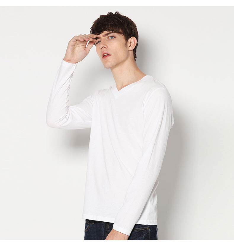 情侣款男士纯色倒三角LOGO长袖T恤(图11)