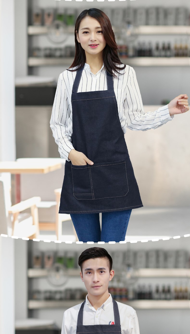 帆布牛仔布料围裙韩版时尚厨房l加厚ogo定制劳保工业工作围裙男女(图16)