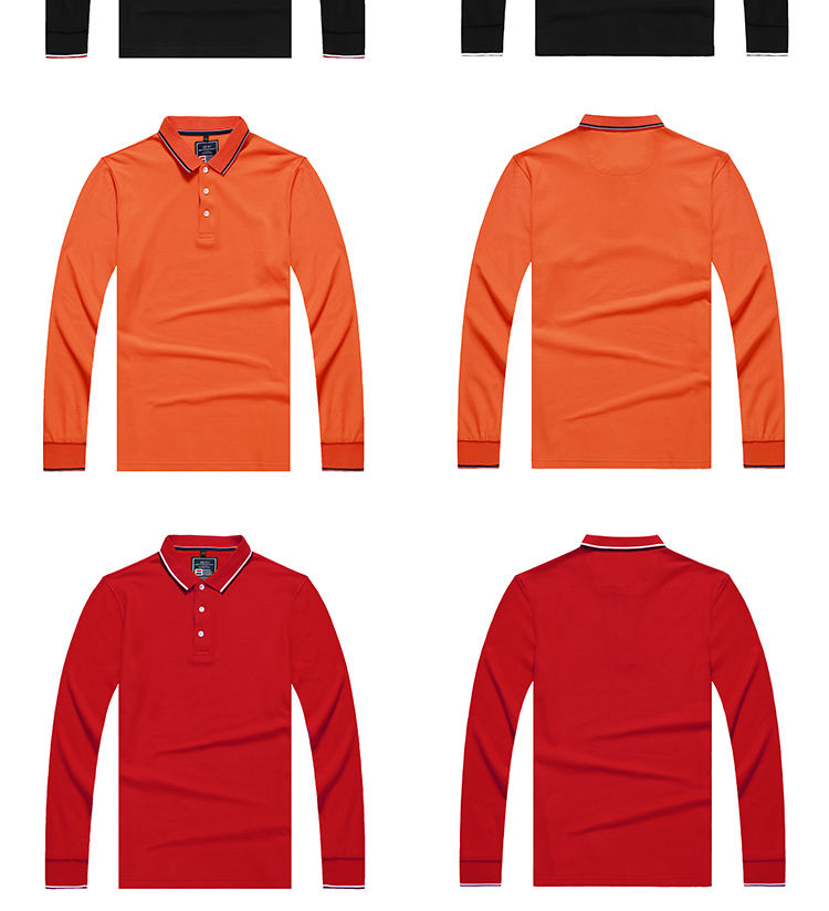 长袖polo衫定制纯棉T恤翻领工作服定做工装衣服保罗衫印logo刺绣(图13)