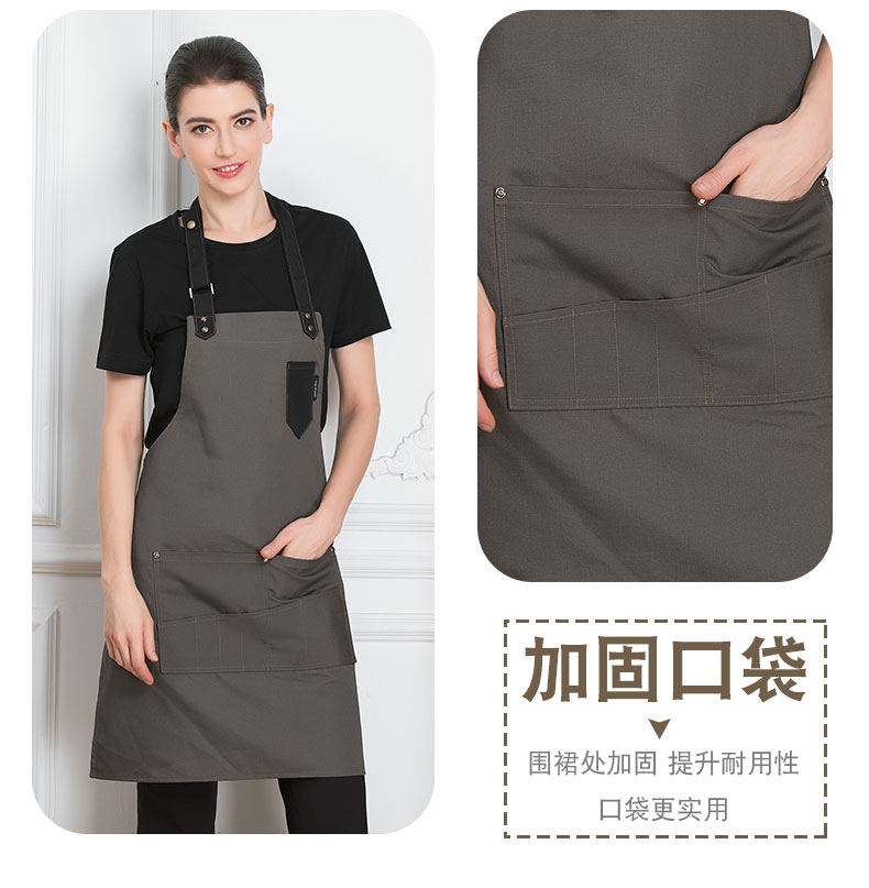 韩版时尚帆布牛仔围裙定制logo印字奶茶店咖啡师烘焙画画工作服女(图5)