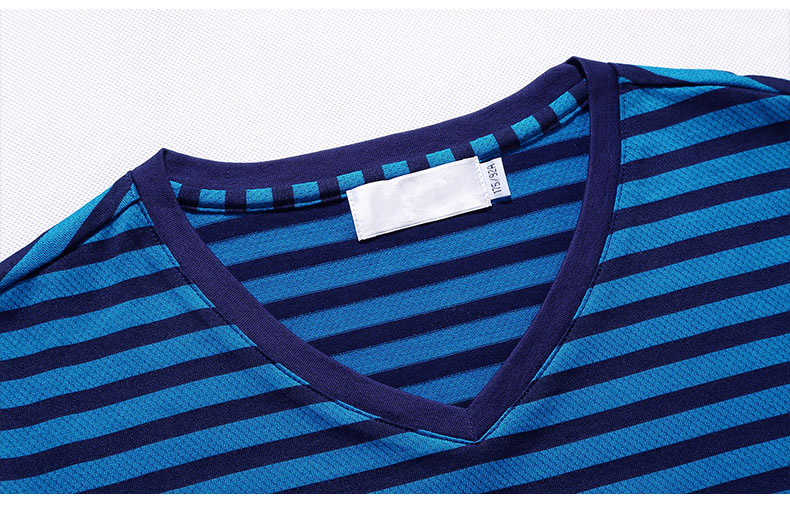 t恤男短袖V领条纹体恤新款夏季中年半袖男休闲爸爸装打底衫(图17)