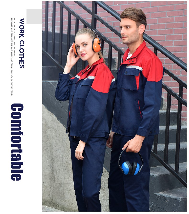 反光条长袖工作服套装男 春秋耐磨工人工厂车间上衣劳保服汽修服(图13)