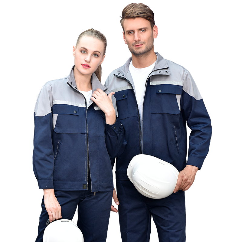 反光条长袖工作服套装男 春秋耐磨工人工厂车间上衣劳保服汽修服(图24)