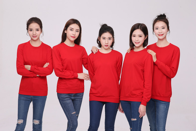 纯棉圆领卫衣工作服定制logo加厚企业文化衫定做无帽广告团体服装(图19)