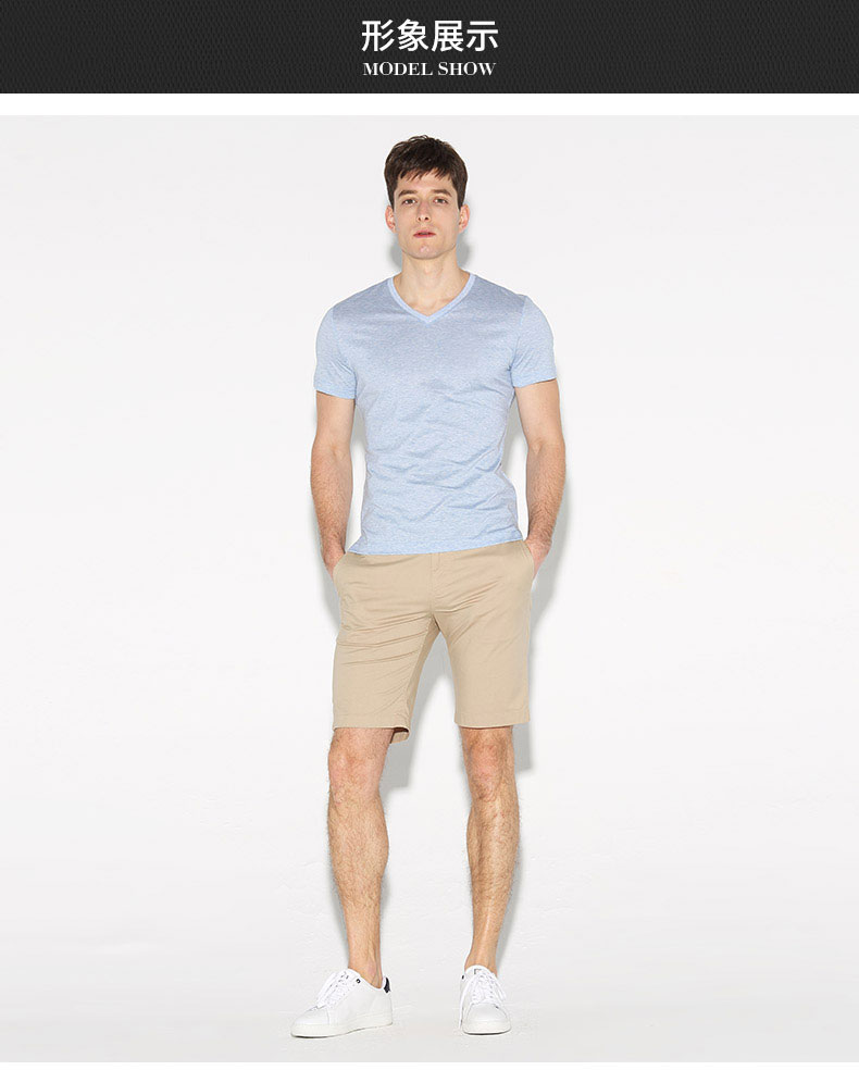1575188770715067.jpg 男士休闲基础款V领短袖T恤修身男装上衣(图2)