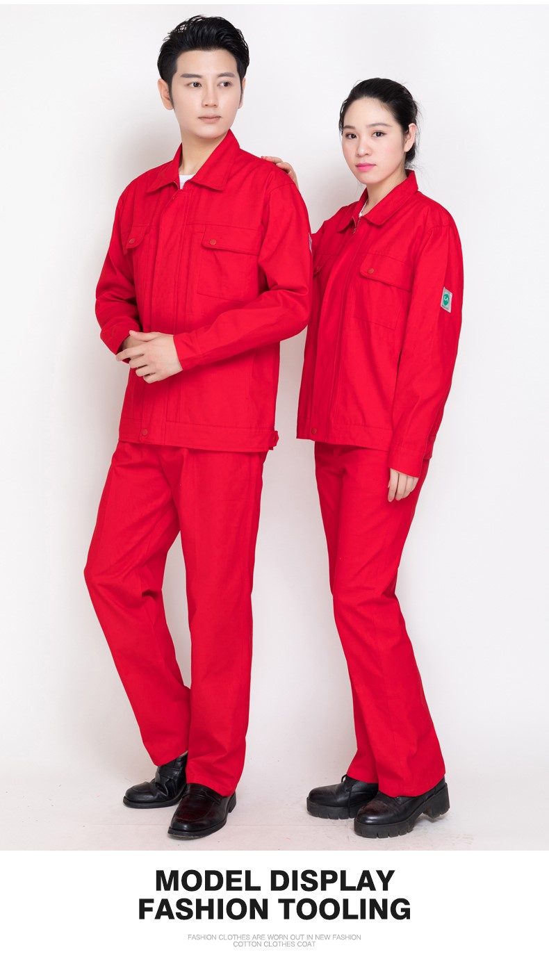 纯棉春秋工作服套装男大红中国石油电焊防静电加油站劳保服服定制(图12)
