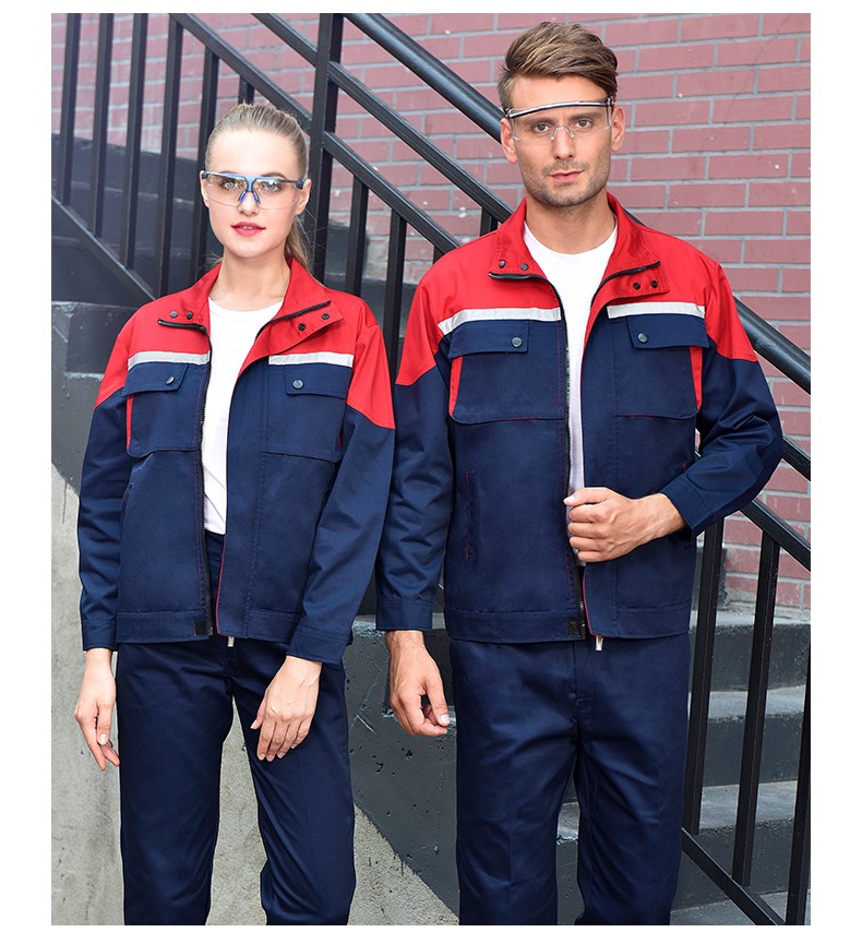 反光条长袖工作服套装男 春秋耐磨工人工厂车间上衣劳保服汽修服(图14)