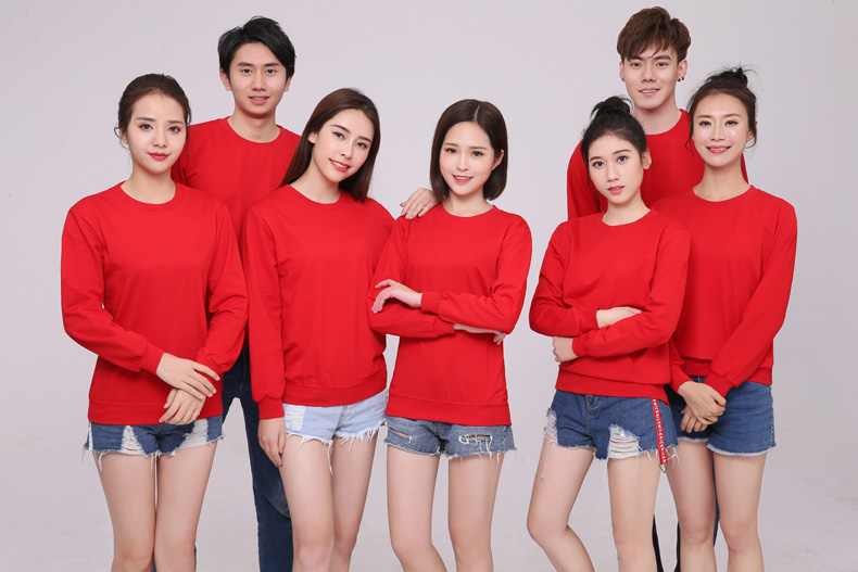 纯棉圆领卫衣工作服定制logo加厚企业文化衫定做无帽广告团体服装(图2)