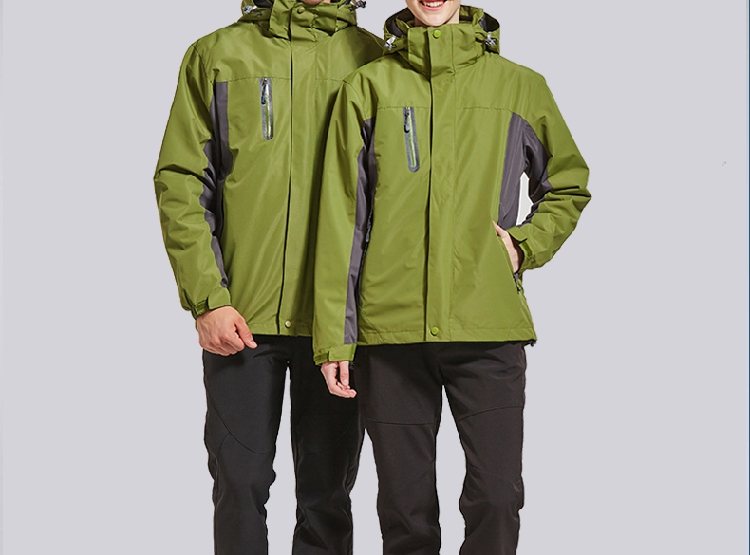 军绿色冲锋衣定制男女潮牌三合一两件套防风防水工作服刺绣印LOGO(图18)