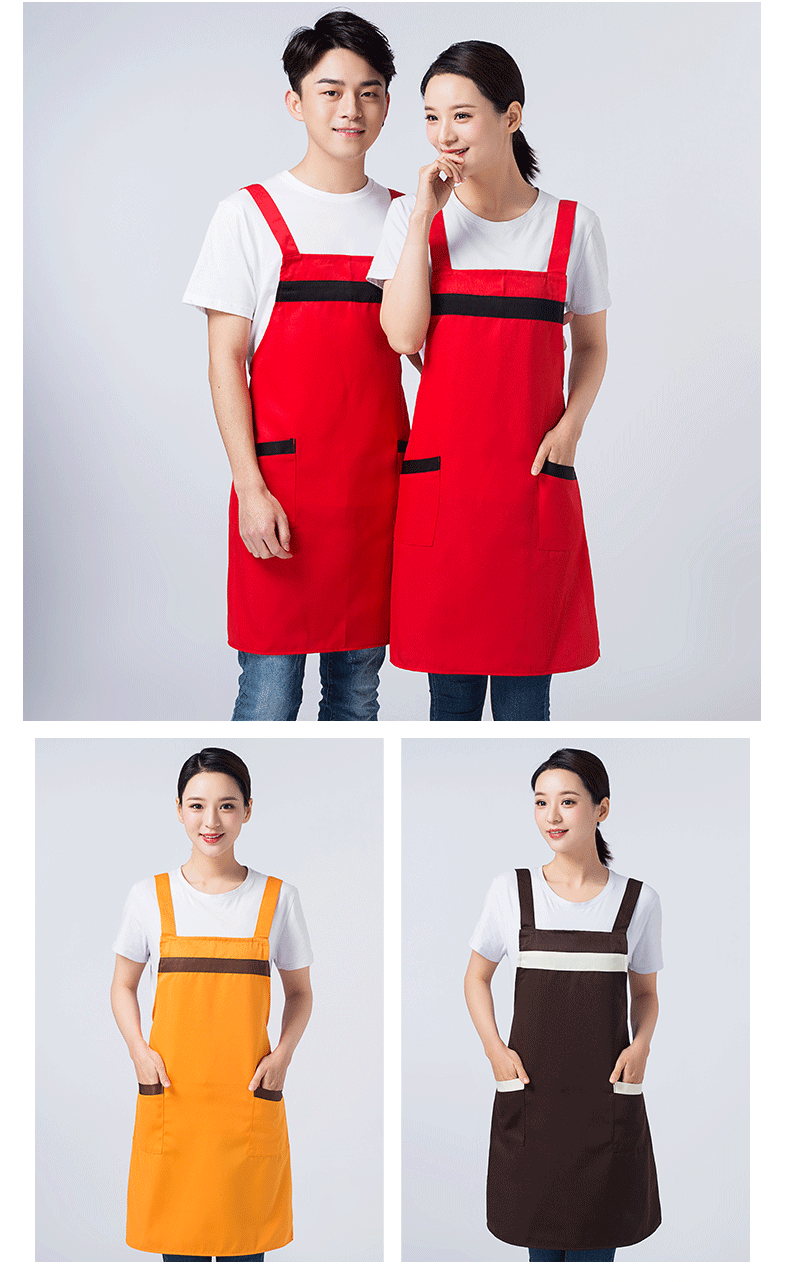 围裙定制logo印字时尚女订做家用超市奶茶店餐饮厨房工作服围腰男(图14)