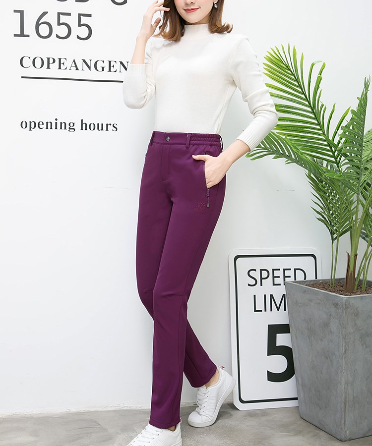 秋冬季户外抓绒软壳冲锋裤女加绒加厚防水防风寒滑雪裤男大码宽松(图6)