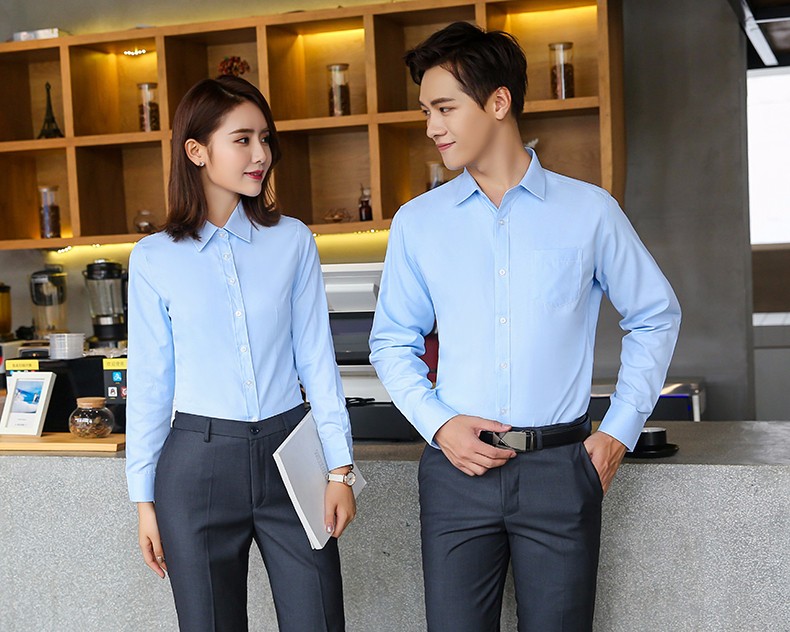 1573553847256309.jpg 银行工作服女套装职业衬衫2019秋季新款男女同款正装定制logo衬衣长袖(图10)
