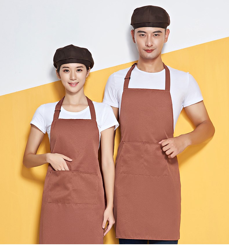 挂脖围裙定制logo印字广告餐厅饭店美甲奶茶店防水工作服纯色简约(图11)