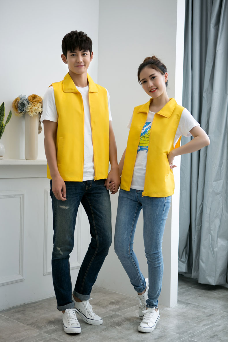 印logo定制志愿者马甲义工工作服公益活动服装v领背心纯棉红马甲(图21)