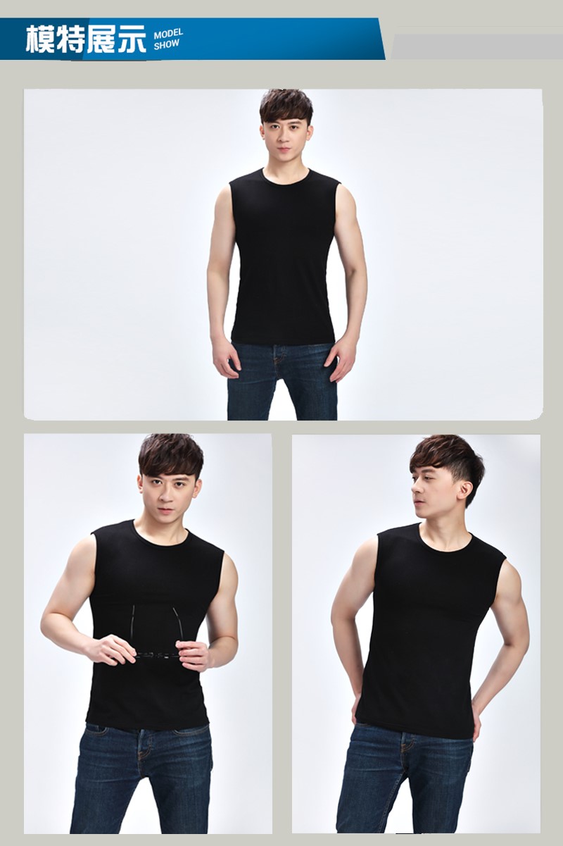 1575172819757624.jpg 男士背心加大码纯棉汗衫无袖T恤坎肩宽松休闲运动健身跨栏打底衫(图3)