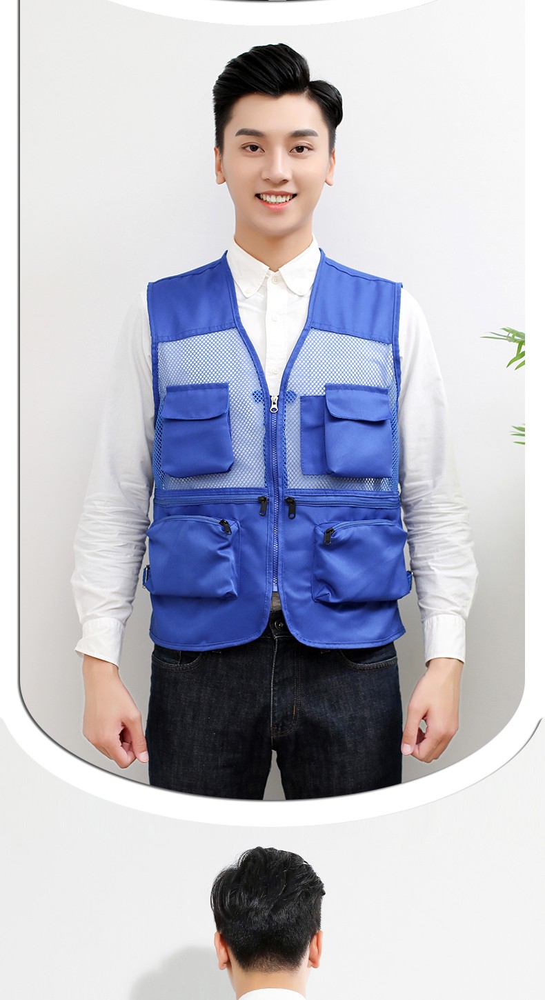 马甲定制_夏季网状多口袋户外摄影工作服工衣工装背心定做印LOGO(图12)