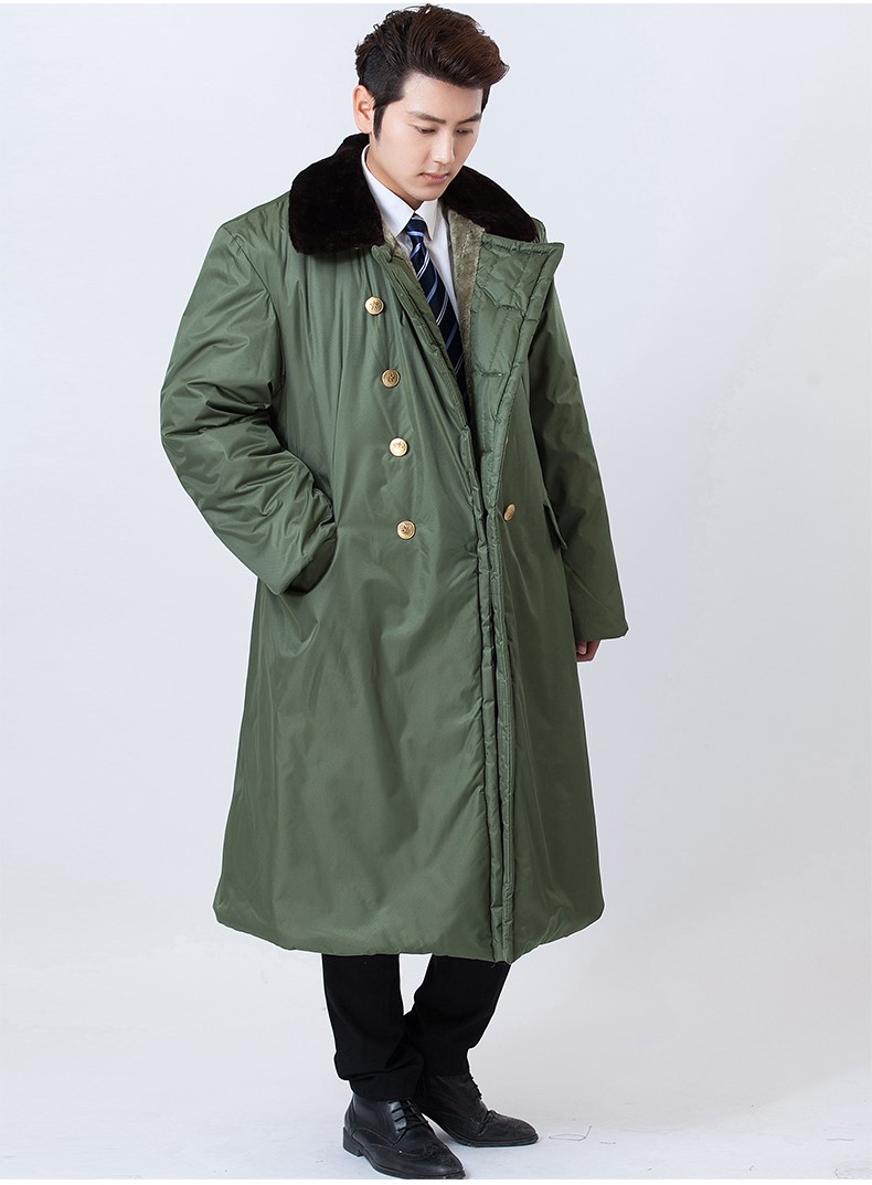 军大衣冬季加厚长款棉大衣 男女防寒服保安大衣黄棉袄劳保大衣(图9)