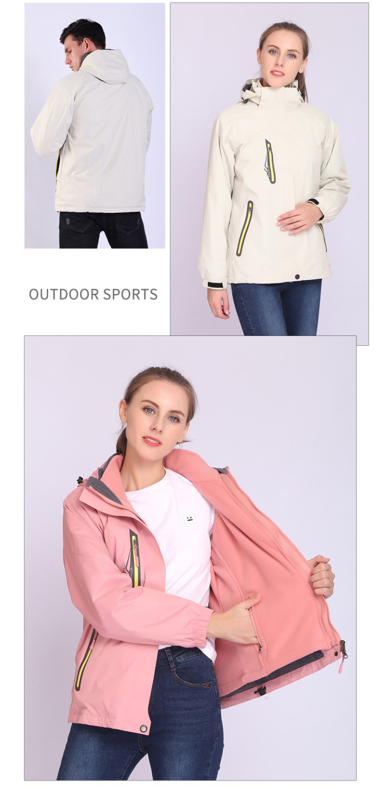 冲锋衣男女三合一潮牌两件套可拆卸加绒加厚秋冬季防水户外登山服(图11)