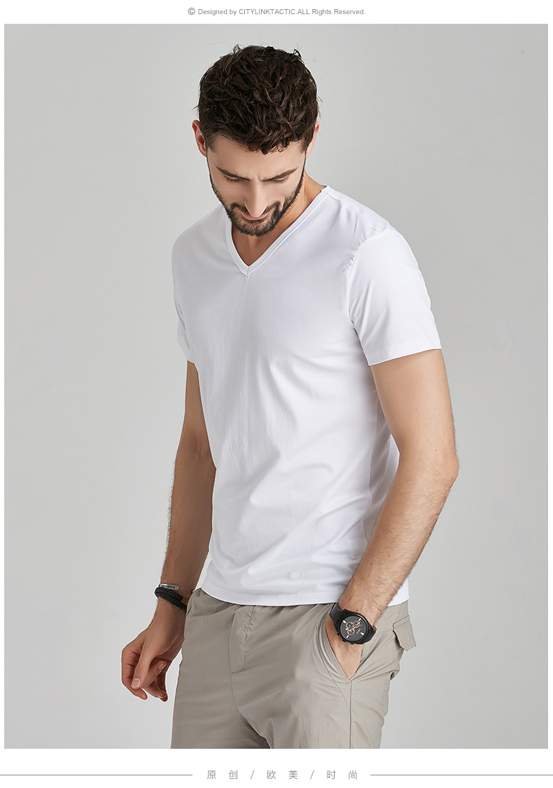 1574760007589929.jpg 莫代尔棉短袖t恤男士夏季v领衣服潮流半袖丅潮牌冰丝体恤衫(图11)