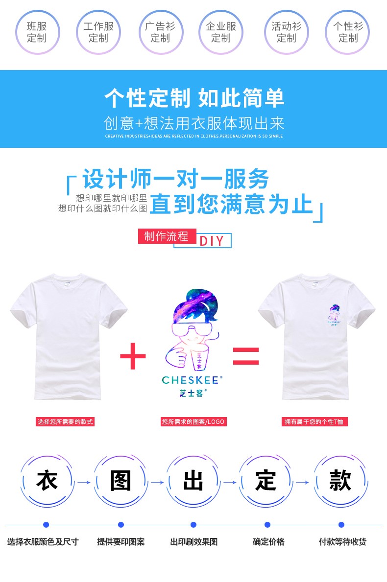 定制t恤班服文化衫广告衫短袖印字logo定做diy工作服同学聚会衣服(图2)
