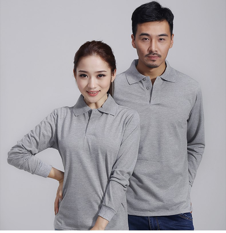 长袖T恤男女广告衫表演翻领工作服团体班服纯色Polo衫定制加LOGO(图14)