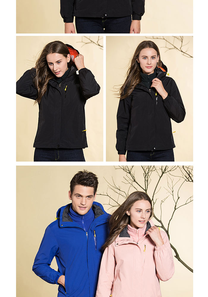 冬季大红色冲锋衣女三合一可拆卸加绒加厚防寒工作服男定制印logo(图11)