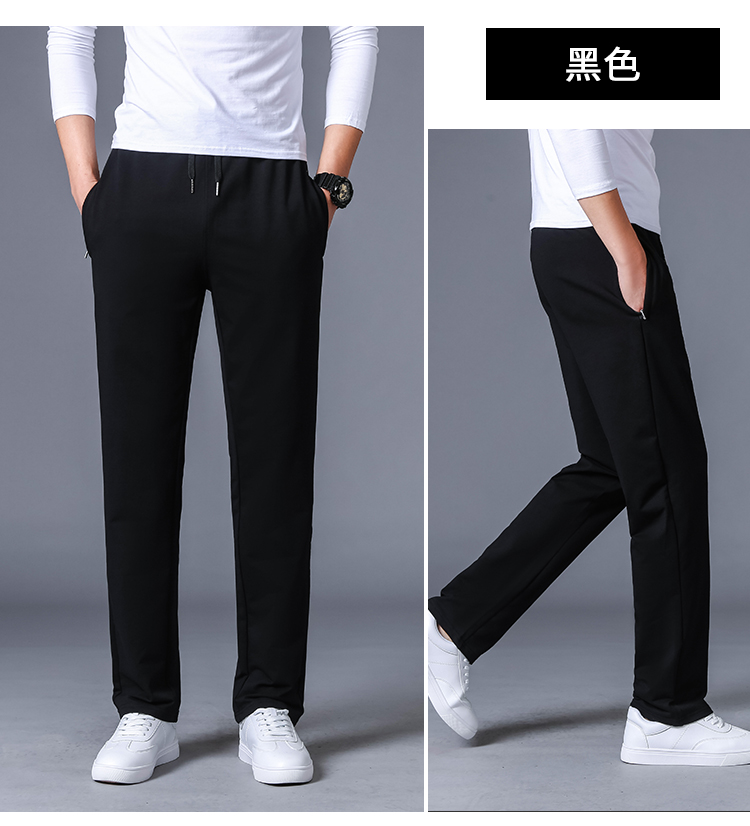 运动裤男休闲裤秋冬季纯棉直筒长裤大码宽松加绒卫裤男春秋跑步裤(图1)
