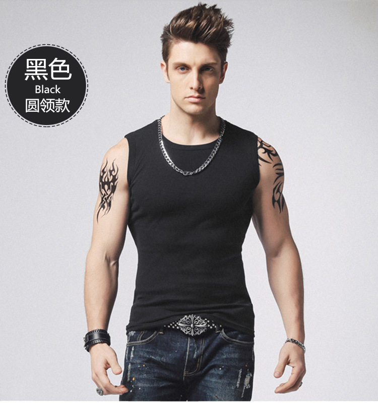 1575180148415515.jpg 男士背心无袖t恤纯棉健身运动紧身打底砍袖宽肩夏季青年修身型(图19)