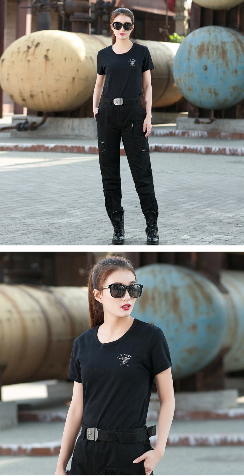 1577438973530793.jpg 夏装情侣装军迷紧身T恤女军绿打底棉质户外服装黑色弹力短袖上衣(图16)