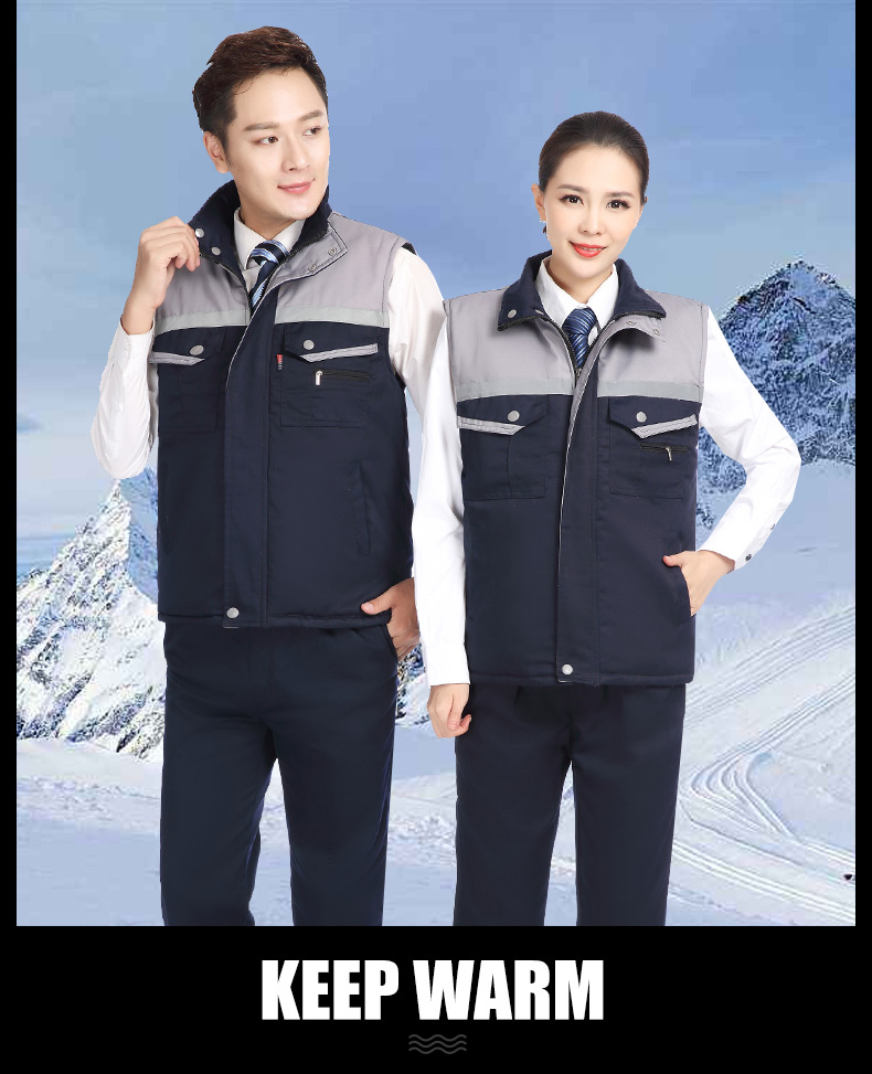 冬季建筑工地工人工厂仓储反光条背心男女环卫工程保暖棉马甲(图17)