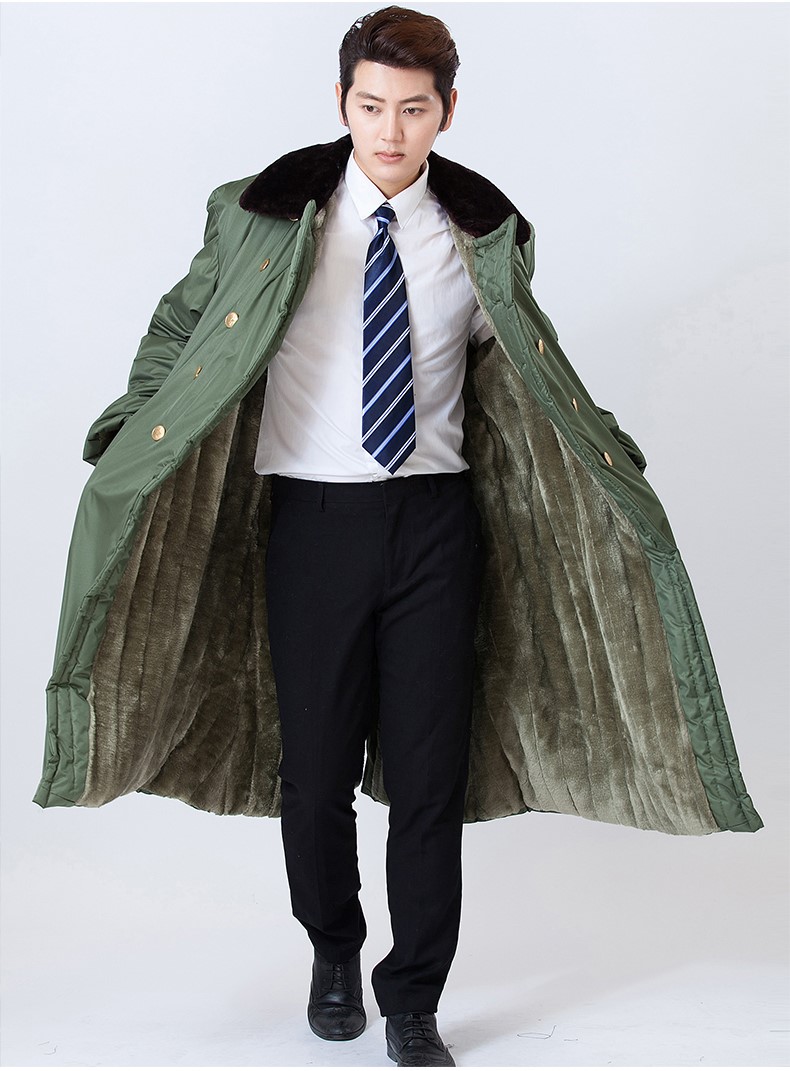 军大衣冬季加厚长款棉大衣 男女防寒服保安大衣黄棉袄劳保大衣(图8)