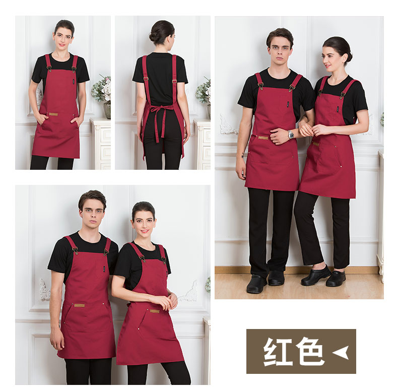 韩版定做LOGO背带园艺网咖理发加厚耐磨西餐厅烘焙蛋糕奶茶店围裙(图12)