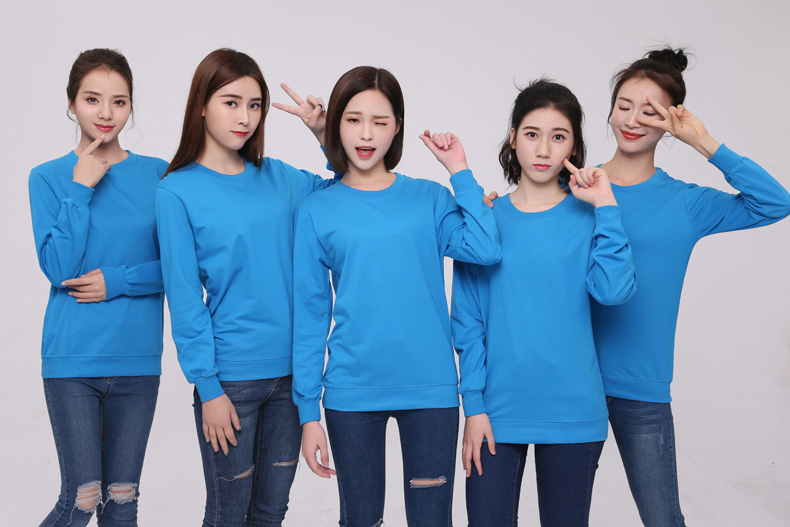 纯棉圆领卫衣工作服定制logo加厚企业文化衫定做无帽广告团体服装(图10)